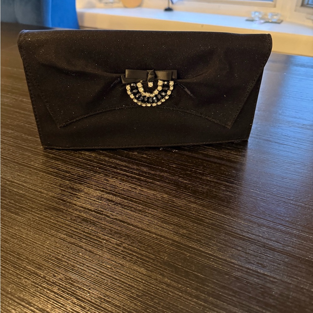 NWT J.Renee Elegant Black Clutch with Bow Accent